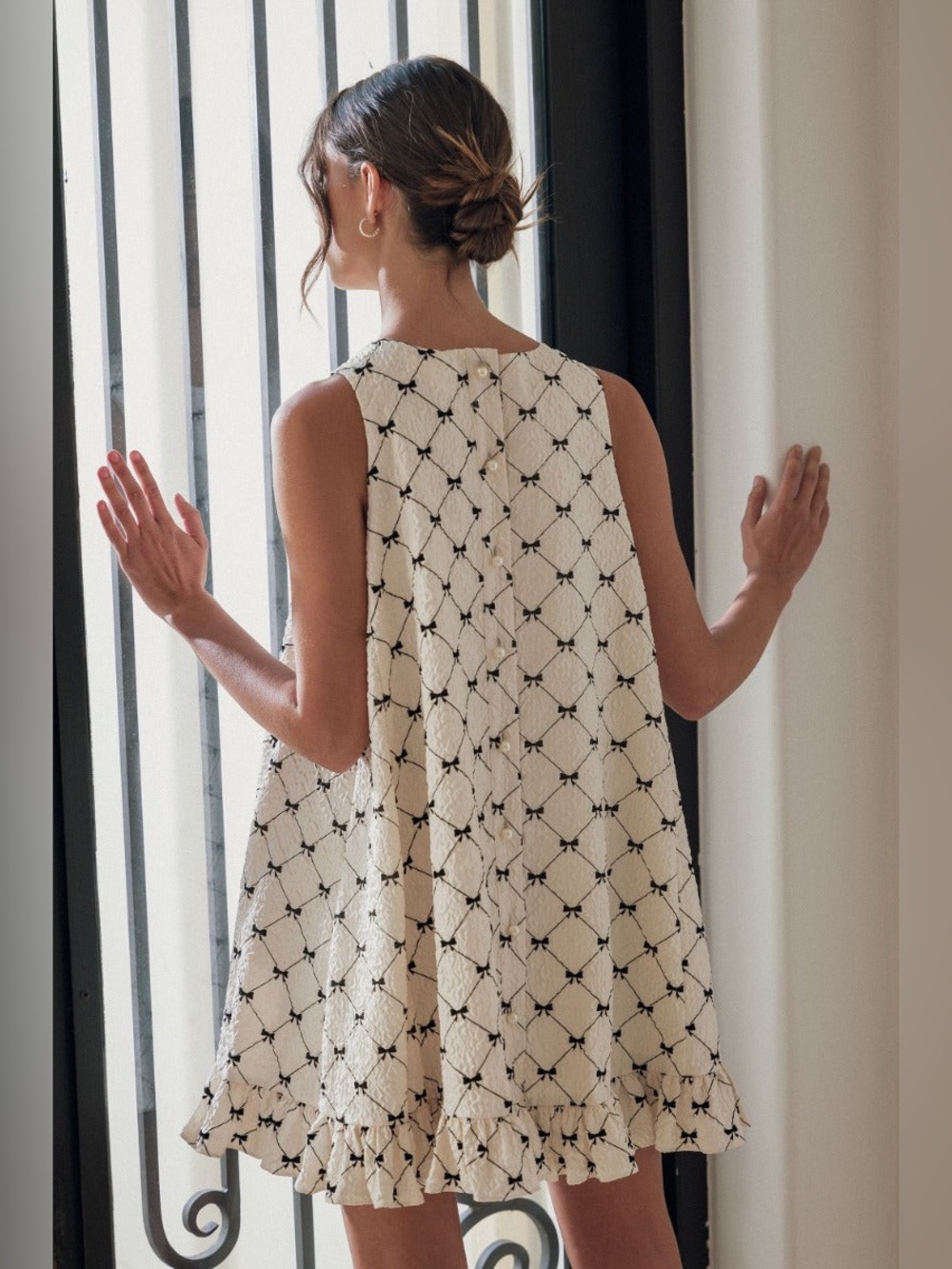 Bow Textured Mini Dress